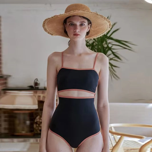 Maillot De Bain Une Pièce À Bretelles Découpées Pour Femme, Monokini Rembourré, Bleu Foncé