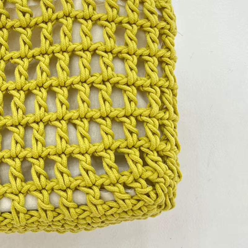 Beach Casual Tote Bags Designer Luxury Bag and Handbags for Women 2023 New in Nylon Artificial Crochet Weave Drawstring Closure