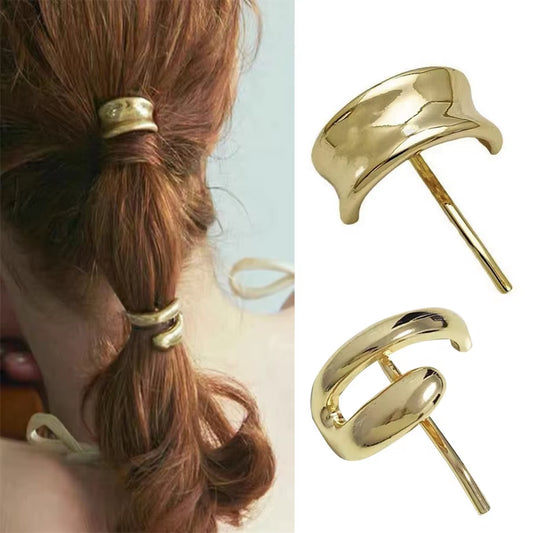 Gold and Silver Retro Metal Fashionable Hair Buckle Hair Accessories Ladies Punk Elegant High Ponytail Hairband Hair Accessories