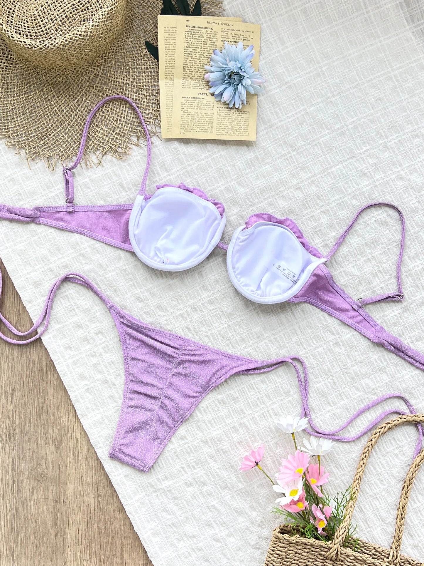 Ensemble Bikini Violet 2025 Avec Accent D'Anneau En Métal – Bretelles Réglables Et Bas Coupe Haute