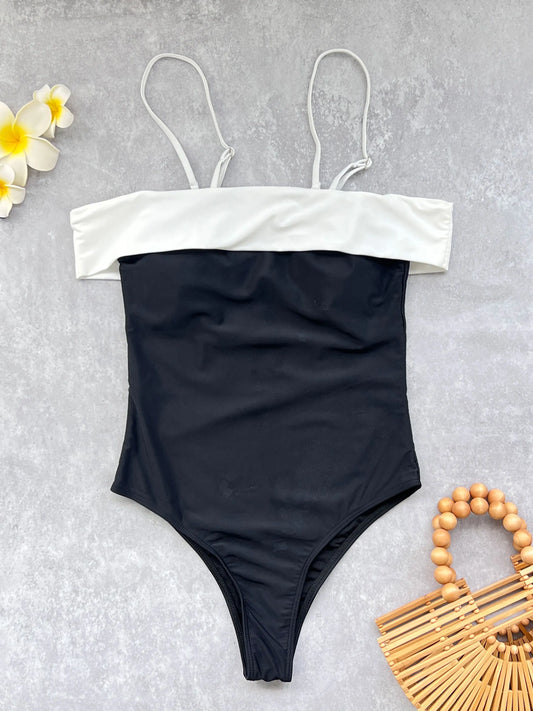 Maillot De Bain Noir Et Blanc Sans Bretelles Pour Femmes, Monokinis Dos Nu - 2025