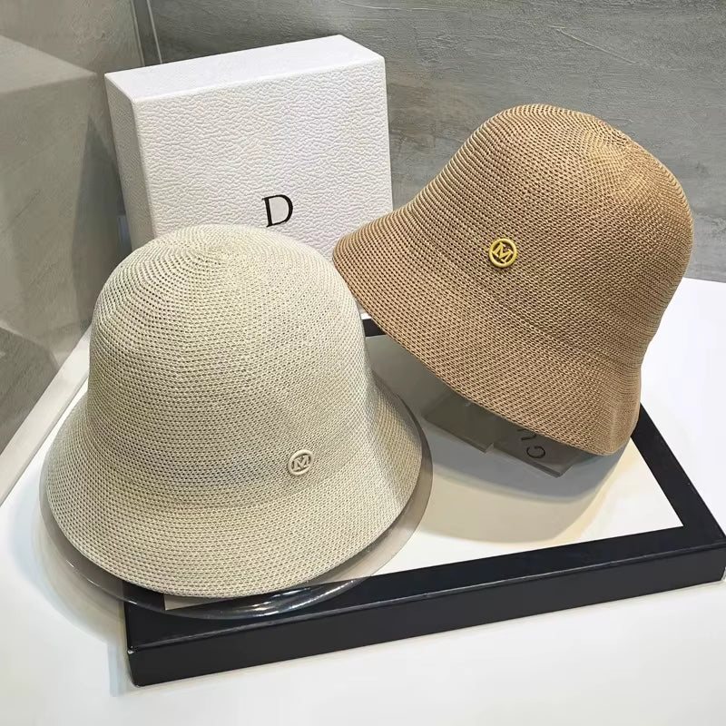 2025 Korea Designer M Hollows Bucket Hats Women'S Summer Breathable Sunshade Sun Hats Lady Japanese Ins Fashion Basin Hat Panama