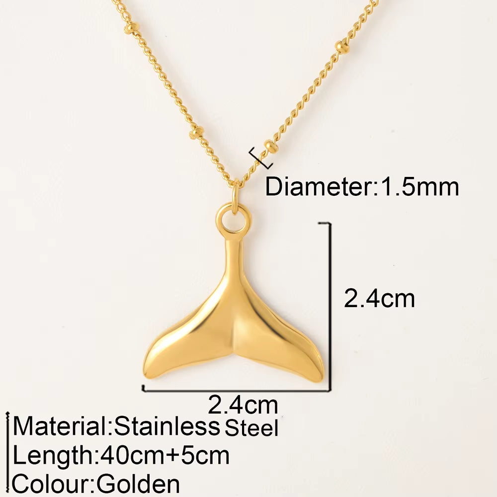 Ocean Series Pendant Necklace for Women Golden Chain Shell Starfish Pendant Summer Beach Women Stainless Steel Jewelry 2025 New