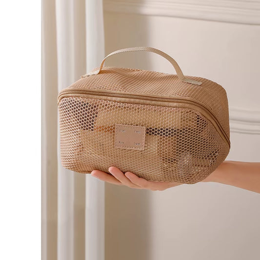 Hollow Large Capacity Makeup Storage Bag Women Multifunctional Mesh Tote Cosmetic Case Bag Travel Transparent Toiletry Pouch