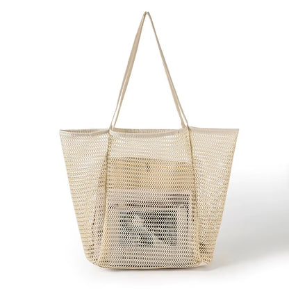 Mesh Beach Tote Bag for Women 2024 Upgrade Waterproof Pool Bag for Beach Vacation Pool Family Travel Essentials