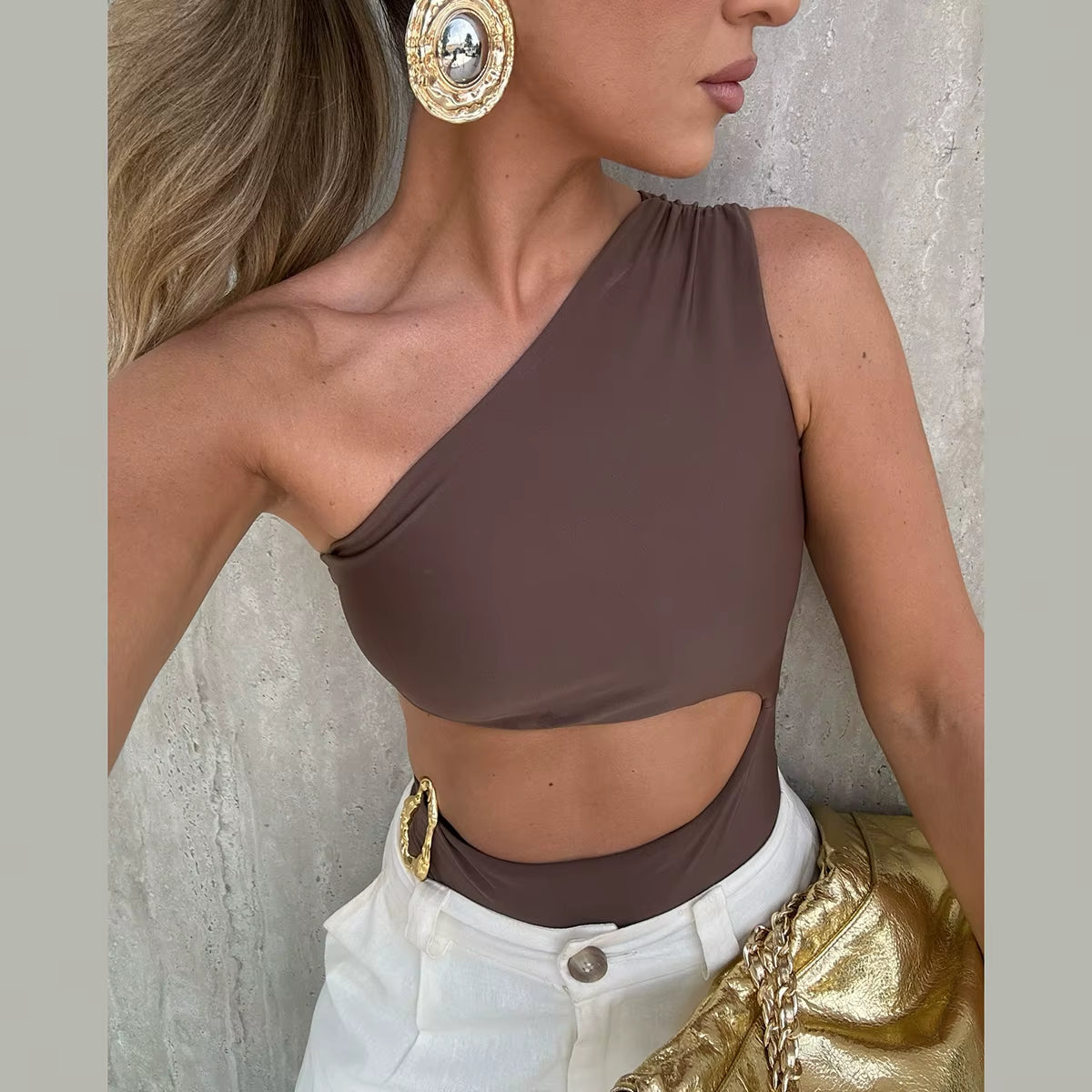 One Shoulder 2025 Sexy Women One Piece Swimsuit Female Swimwear Biquini High Waist Monokini Swimming Suit Bathing Suit Beachwear