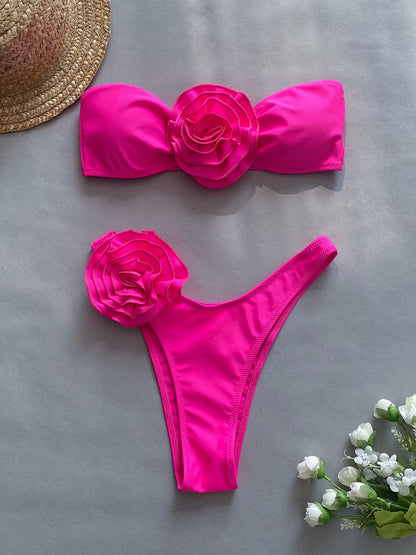 Floral Bikinis 2024 Sexy Women Swimsuit Female Swimwear Lace Thong Brazilian Bikinis Set Bathing Suit Swimming Suits Beachwear