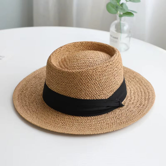 NEW Summer Hat for Women Men Panama Straw Hats Travel Beach Sun Hat Wide Brim Fedora Jazz Hat UV Protection Summer Holiday Hats
