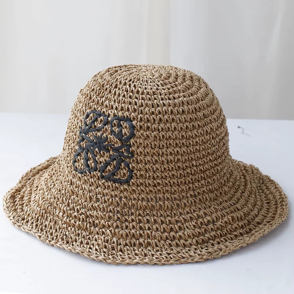 NEW High Quality Handmade Stripe Sun Hat Floppy Summer Hats for Women Beach Panama Straw Dome Bucket Hat Femme Shade Hat