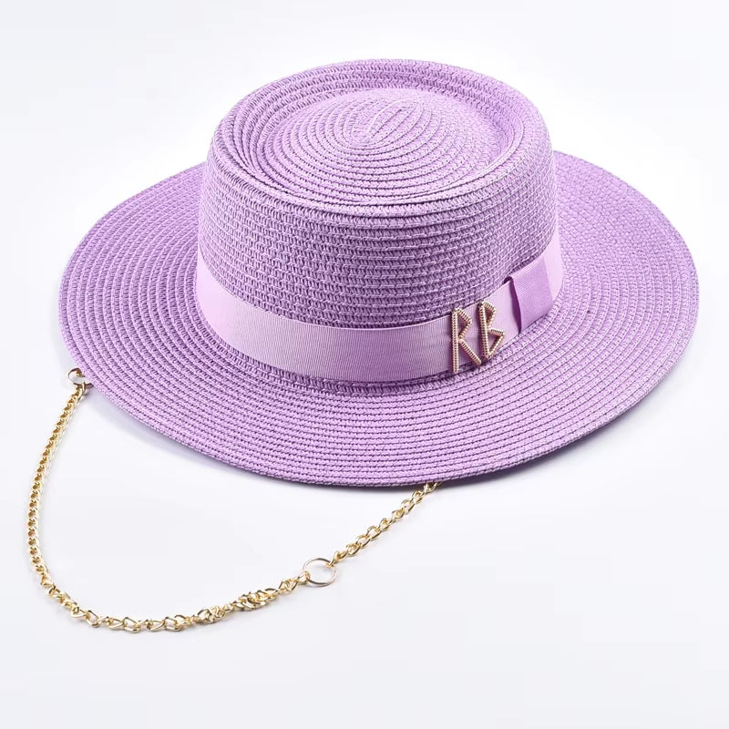 Summer Straw Hats for Women Ribbon Decoration Elegant Ladies Party Dress Hats Travel Beach Sun Hat Chapeau Femme