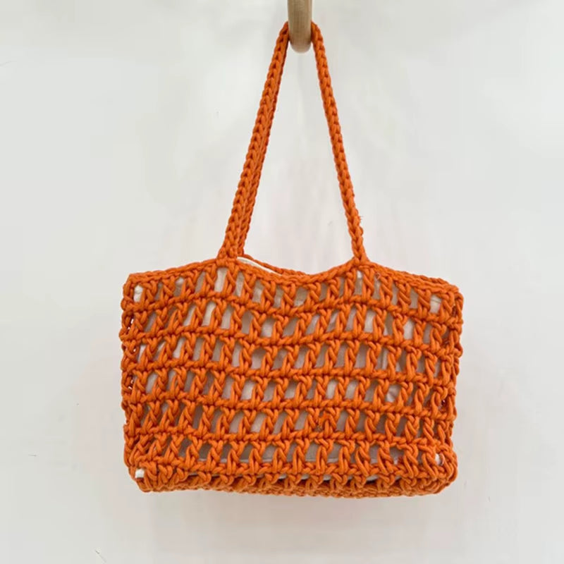 Beach Casual Tote Bags Designer Luxury Bag and Handbags for Women 2023 New in Nylon Artificial Crochet Weave Drawstring Closure