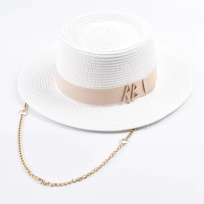 Summer Straw Hats for Women Ribbon Decoration Elegant Ladies Party Dress Hats Travel Beach Sun Hat Chapeau Femme
