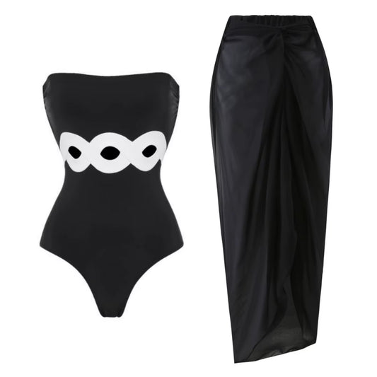 Maillot De Bain Une Pièce Noir Et Blanc, Tenue D'Été Pour La Plage