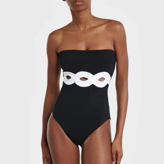 Maillot De Bain Une Pièce Noir Et Blanc, Tenue D'Été Pour La Plage