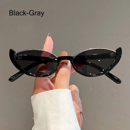 New in Small Cat Eye Sunglasses Women Trendy Vintage Composite Shades Eyewear Fashion Luxury Brand Designer Sun Glasses 2025
