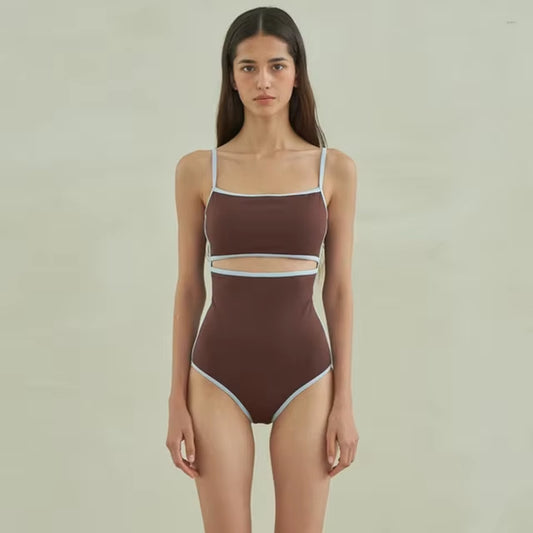  Monokini Bandeau Maillot De Bain Rembourré Marron