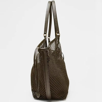 Women Large Capacity Mesh Beach Travel Shoulder Bag Casual Shopper Totes Beach Toy Storage Bag Hollow Mesh Fishing Net Tote Bag