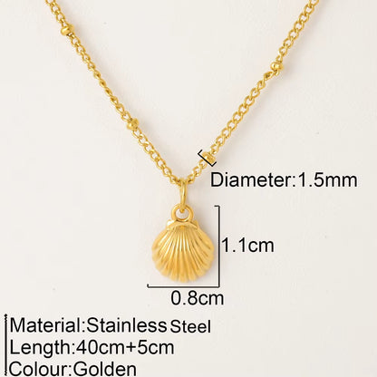 Ocean Series Pendant Necklace for Women Golden Chain Shell Starfish Pendant Summer Beach Women Stainless Steel Jewelry 2025 New