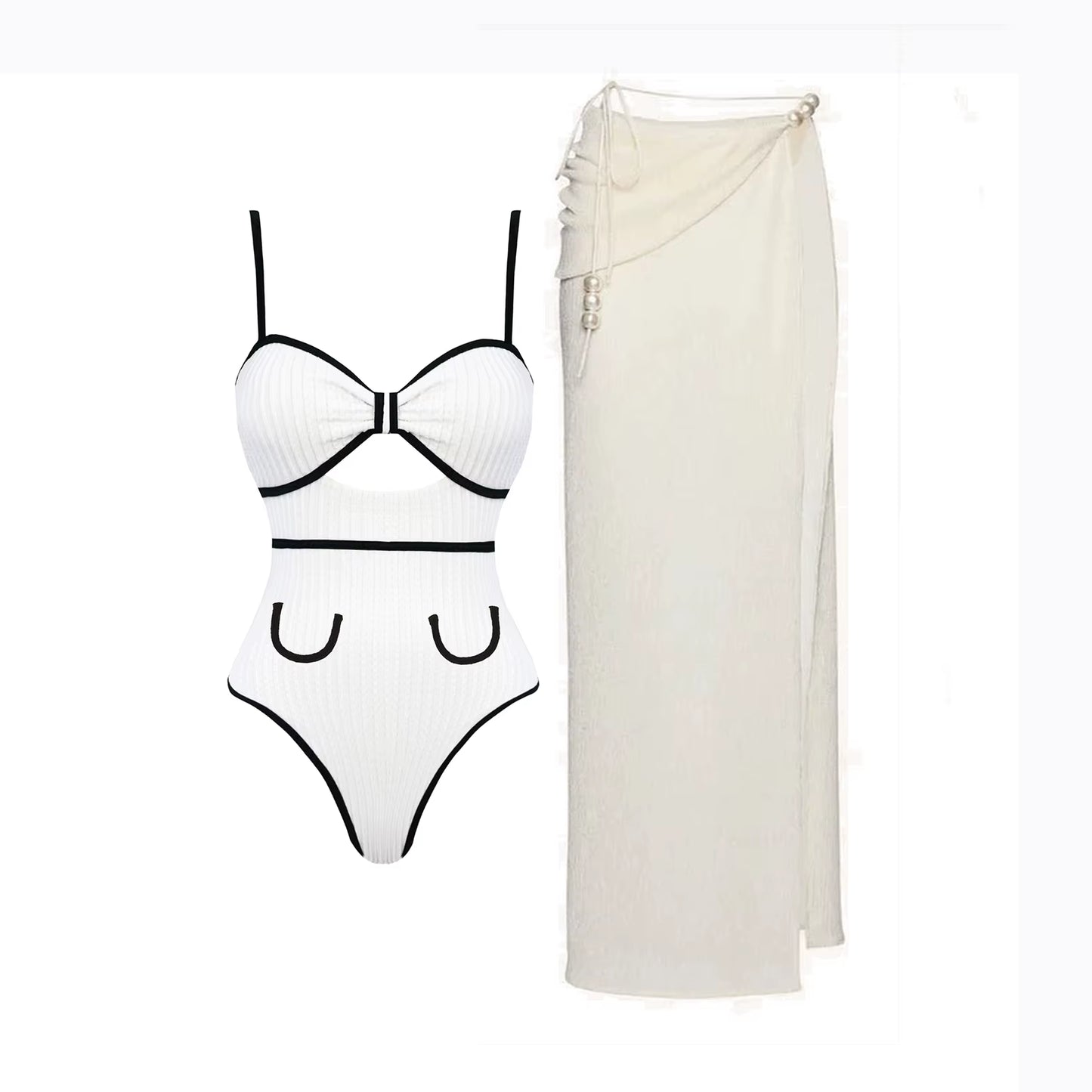 Maillot de Bain Une Pièce Femme 2025 – Style Patchwork avec Robe de Plage, Élégant & Sexy