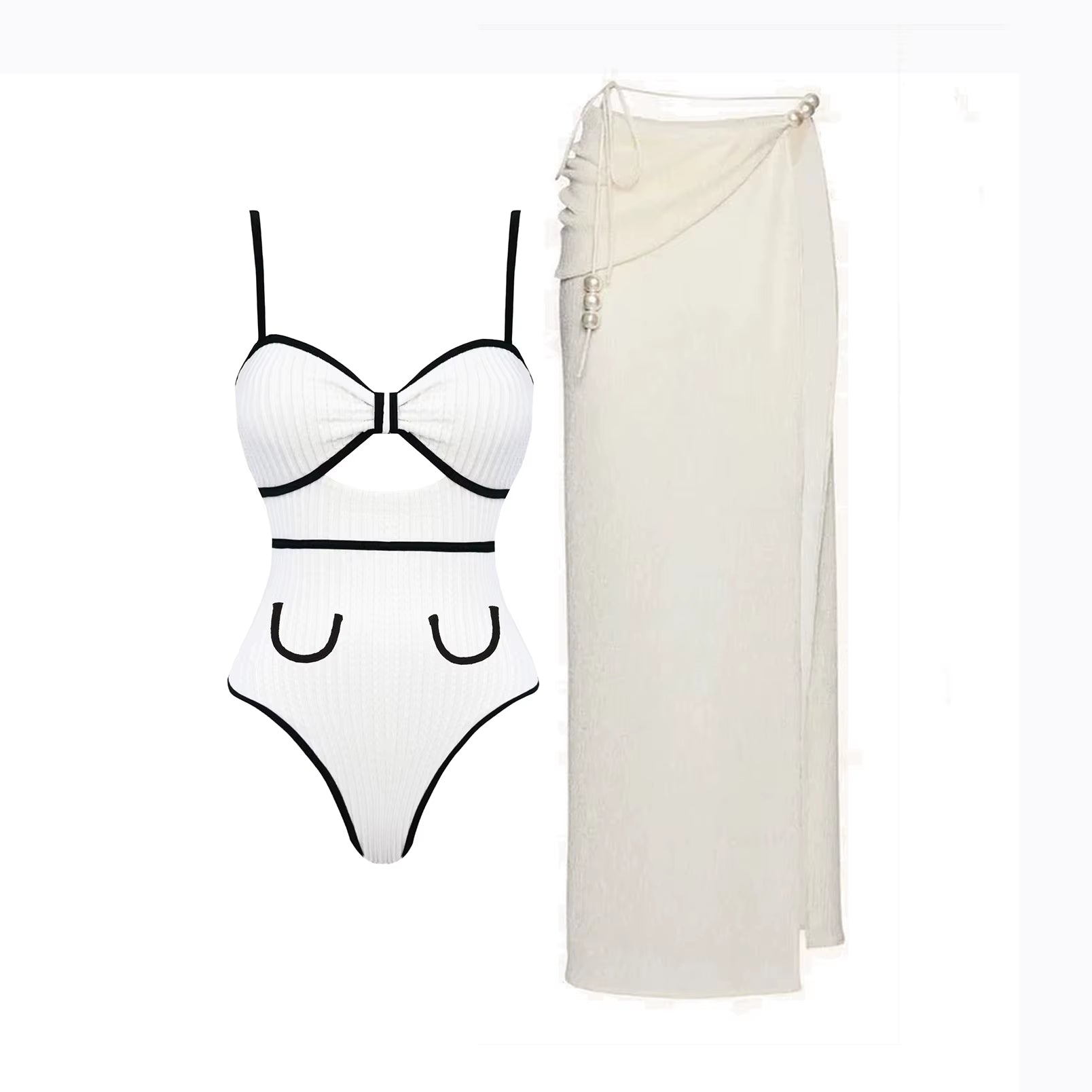 Maillot de Bain Une Pièce Femme 2025 – Style Patchwork avec Robe de Plage, Élégant & Sexy