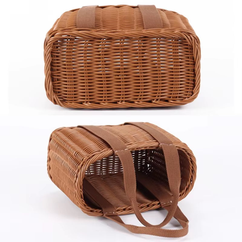 S/L Size Basket Hand Made Wicker Bags Portable Rattan Shopping Bag Woven Picnicbasket Beach Bag Big Totes Storage Bag