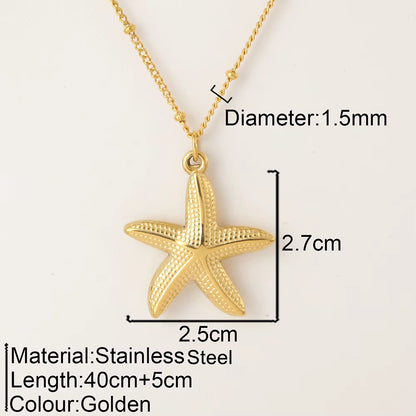 Ocean Series Pendant Necklace for Women Golden Chain Shell Starfish Pendant Summer Beach Women Stainless Steel Jewelry 2025 New