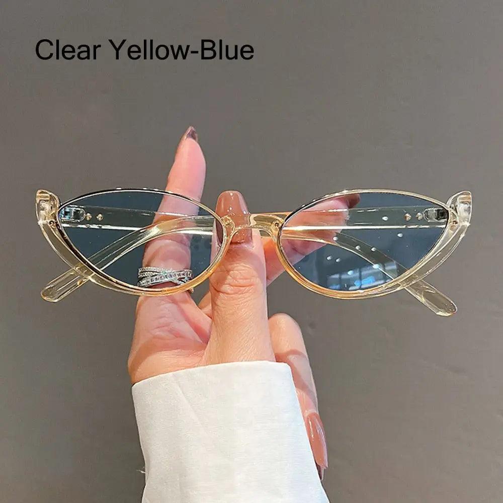New in Small Cat Eye Sunglasses Women Trendy Vintage Composite Shades Eyewear Fashion Luxury Brand Designer Sun Glasses 2025