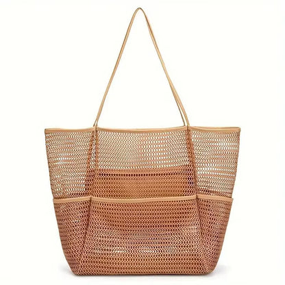 Beach Bag Double-Layer Mesh Beach Bag Bath Swimming Toiletries Storage Bag Outfit Storage Bag