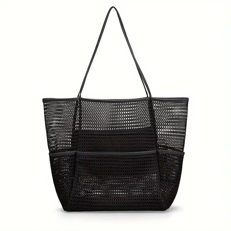 Beach Bag Double-Layer Mesh Beach Bag Bath Swimming Toiletries Storage Bag Outfit Storage Bag