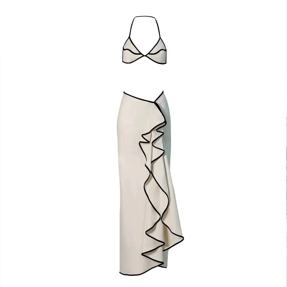 Elegant 3-Piece Micro Bikini avec jupe longue 2025
